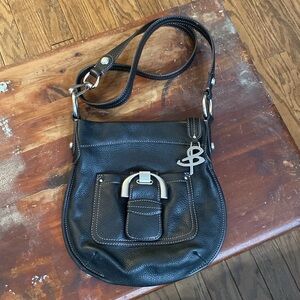 B Makowsky black pebbled leather crossbody